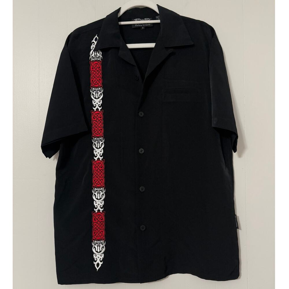 Dragonfly Clothing Company Y2K Embroidered Tribal Dragon Button Up Size Medium